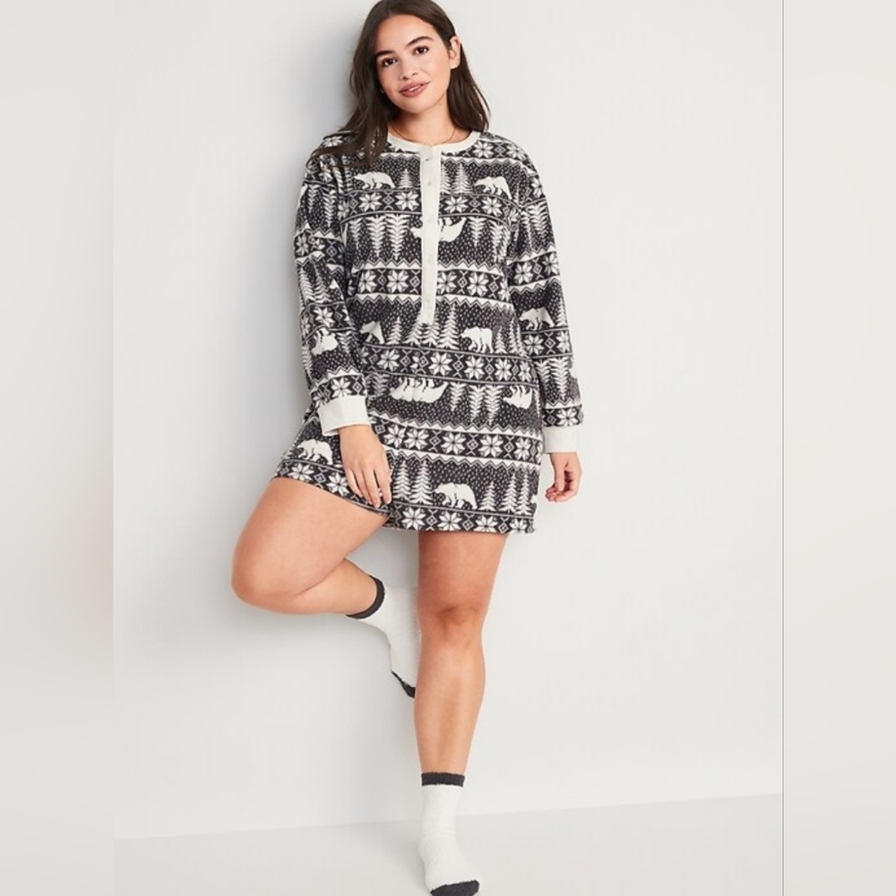 Old Navy Fleece Henley Pajama Romper